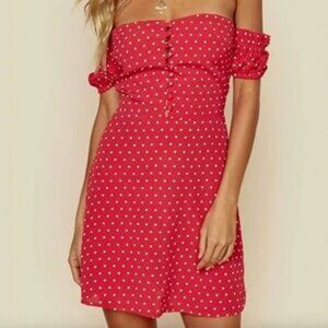 Red Polka Dot Off the Shoulder Dress